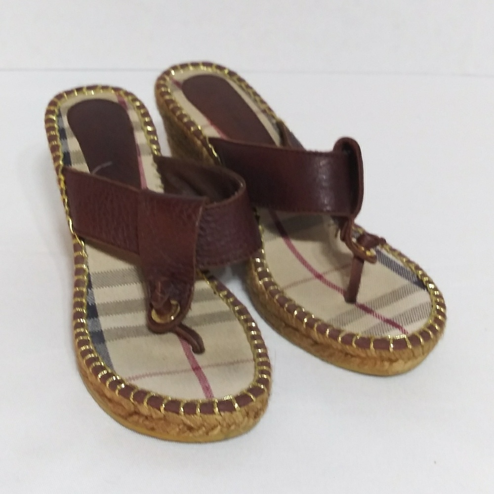 Burberry Leather Espadrille Wedge Sandal - Picture 2 of 6